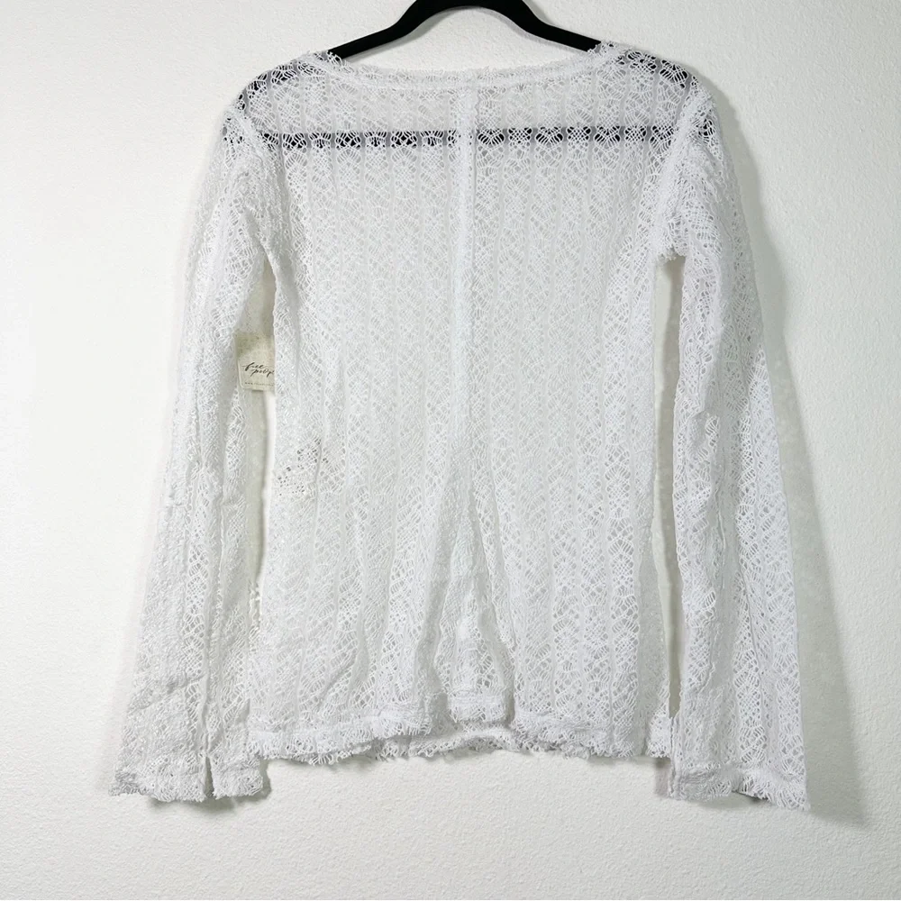 Free People On The Road Twisted Lace Tee in Ivory size XS NWT